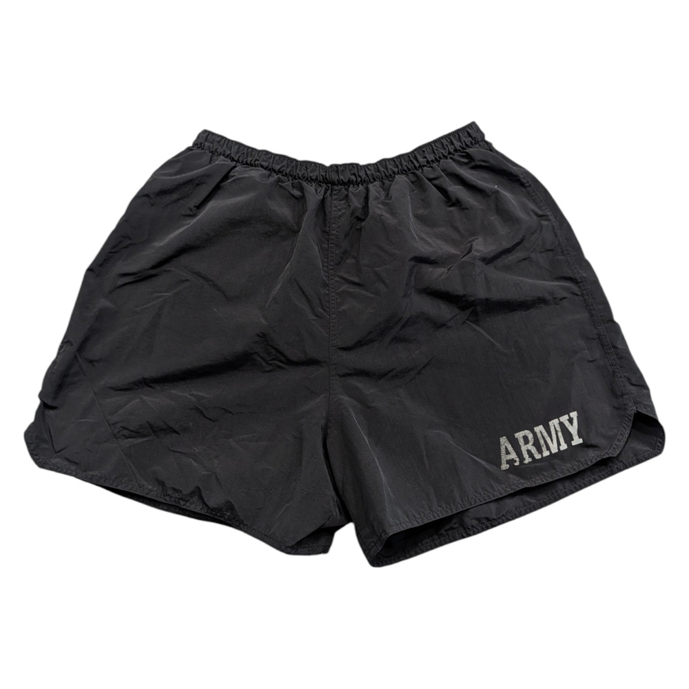 Military Army Black Nylon Work Out Shorts